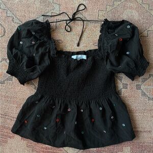 Hill House Black Smocked Women's Top